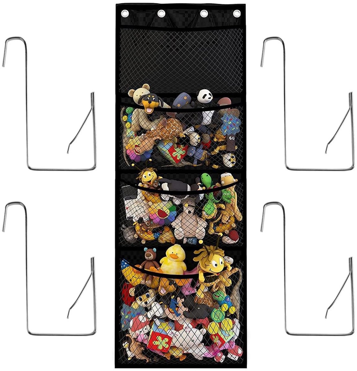 Dailygoods- Opbergzak met 4 Grote Zakken - Multifunctionele Hangende Organizer - Over-de-deur Beugel - Duurzaam Materiaal - Ruime Opbergruimte - Voor Kledingkasten en Badkamers - Opbergorganizer