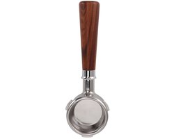Dailygoods- Filterhouder 58mm - Bodemloze Portafilter - Roestvrij Staal - Massief Houten Handvat - Geschikt voor Barsetto Koffiemachine - Duurzaam en Hygiënisch