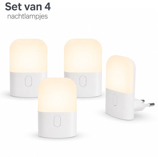 PolkaHome Nachtlampje Stopcontact 4 Stuks - Warm Wit LED Nachtlampje met Lichtsensor en 3 Helderheidsniveaus - Voor Slaapkamer, Hal en Kinderkamer van PolkaHome — afbeelding 5