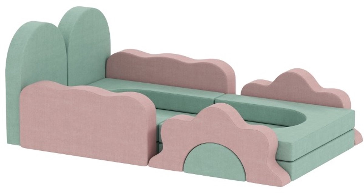 YYchan Zachte Speelblokken - 12-delige Foam Speelset - Schuim/Cord - Groen/Roze - 18 maanden-8 jaar