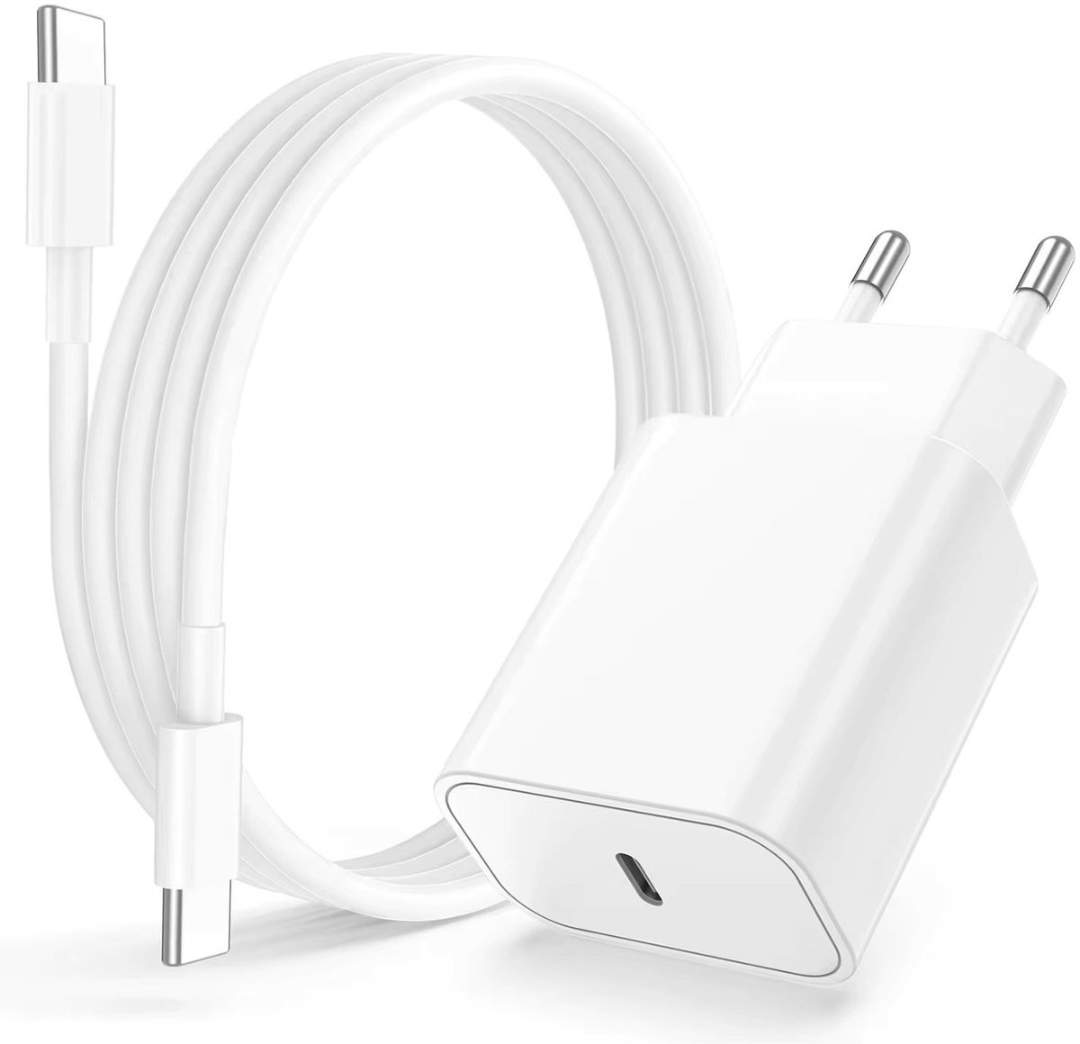 Zolveisa USB-C Snellader - Inclusief C to C Kabel – 20W Snel Opladen – USB-C Adapter – Compacte USB-C Lader – Universele Oplader – 20 W Adapter - Including Cable -Geschikt voor USB-C Apparaten