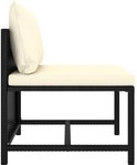 Repose-pieds noir avec coussin crème, vue de côté