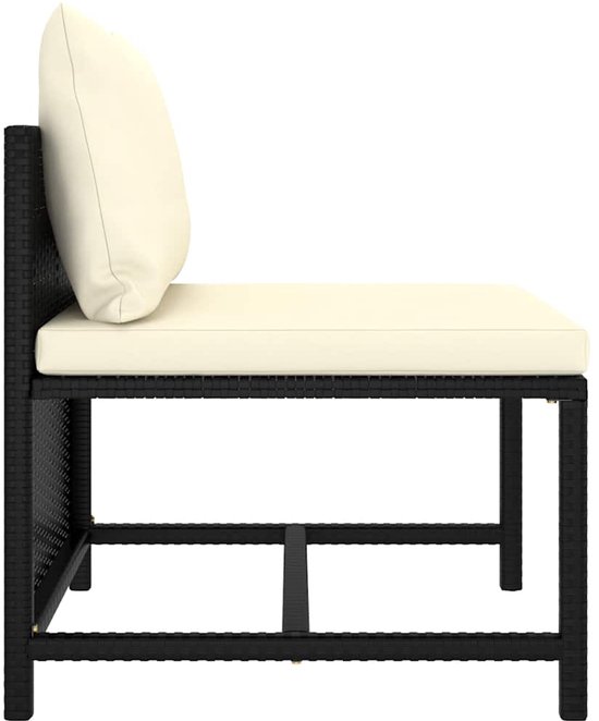 Repose-pieds noir avec coussin crème, vue de côté