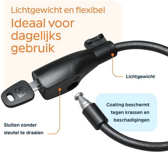 AXA Resolute 8/180 - Kabelslot - Slot voor Fietsen - Gebruiksvriendelijk - 180 cm lang - Diameter 8 mm - Zwart van AXA — afbeelding 3