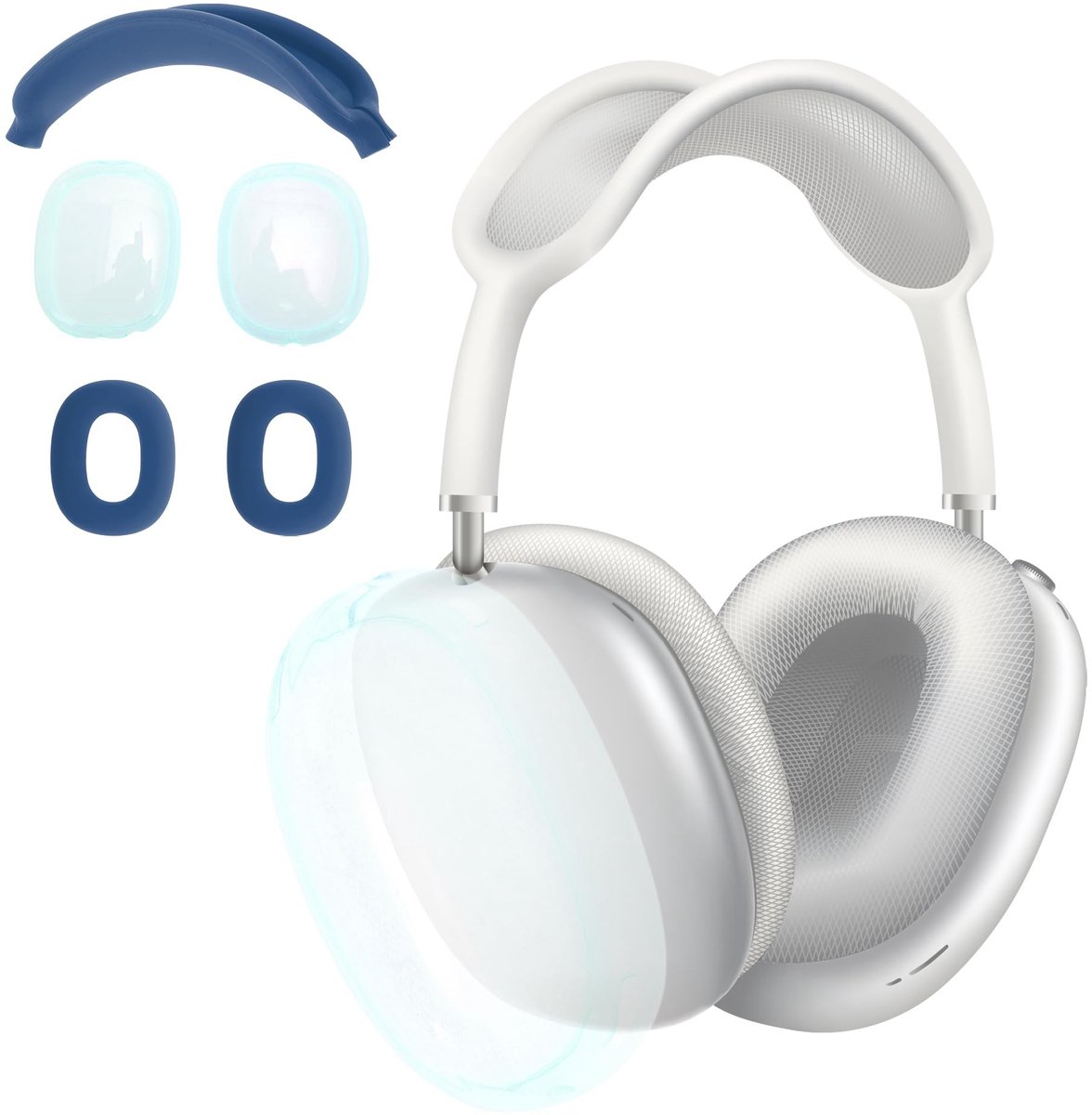 Dailygoods- Hoes voor AirPod Max - Siliconen Oorkussens - TPU Beschermhoes - Hoofdband Cover - Diepblauw - Schokbestendig - Koptelefoonhoes