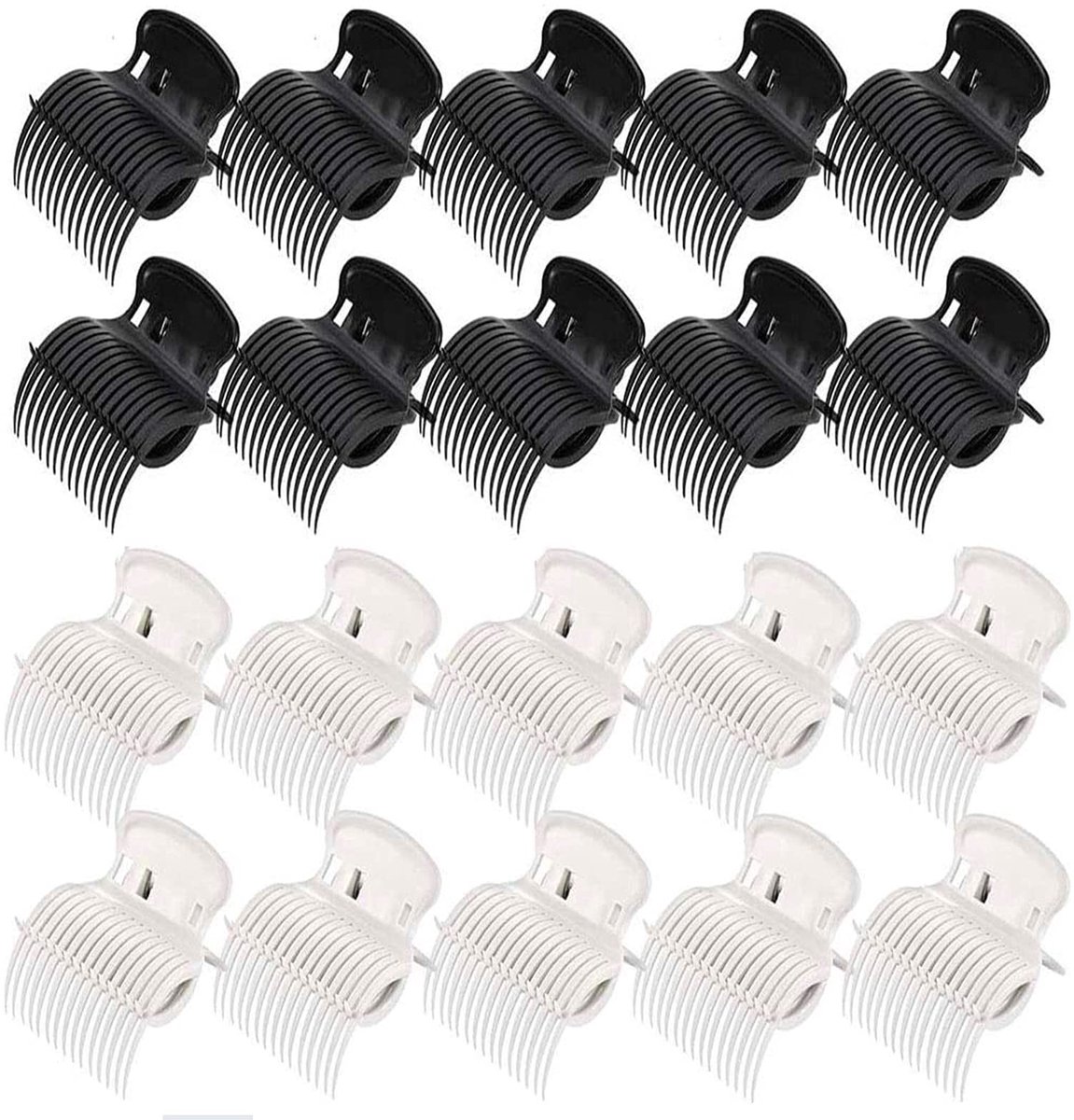 Dailygoods - Hot Roller Clips - Haarkrultang Klauw Clips - Veilig en betrouwbaar - Zwart-Wit - Haarstyling - Perfect voor kappers - 24 stuks
