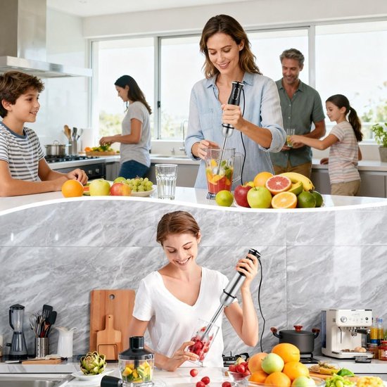 Krachtige Hand Blender met 1000 W, 21 Instelbare Snelheden en Turbo Modus voor Babyvoeding, Soepen, Sauzen en Smoothies, Roestvrijstalen Puree Bak — afbeelding 5