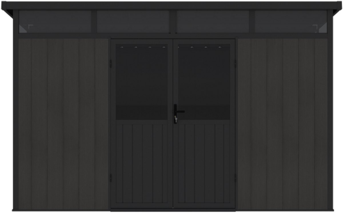 Aluminium tuinhuis met hellend dak 347cm (breedte) 212.4cm (diepte) RAL 9005 zwart