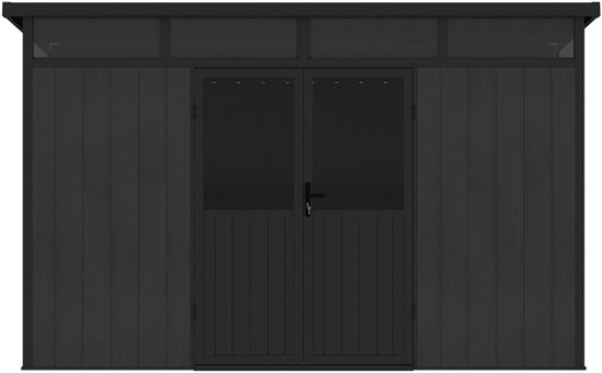 Aluminium tuinhuis met hellend dak 347cm (breedte) 212.4cm (diepte) RAL 9005 zwart