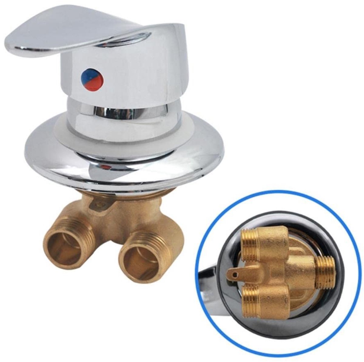 Dailygoody - Douchecabine Mixer - Verchroomde Douchekraan - Koud en Warm Water - Messing - Dubbele Bediening - Geschikt voor Douche