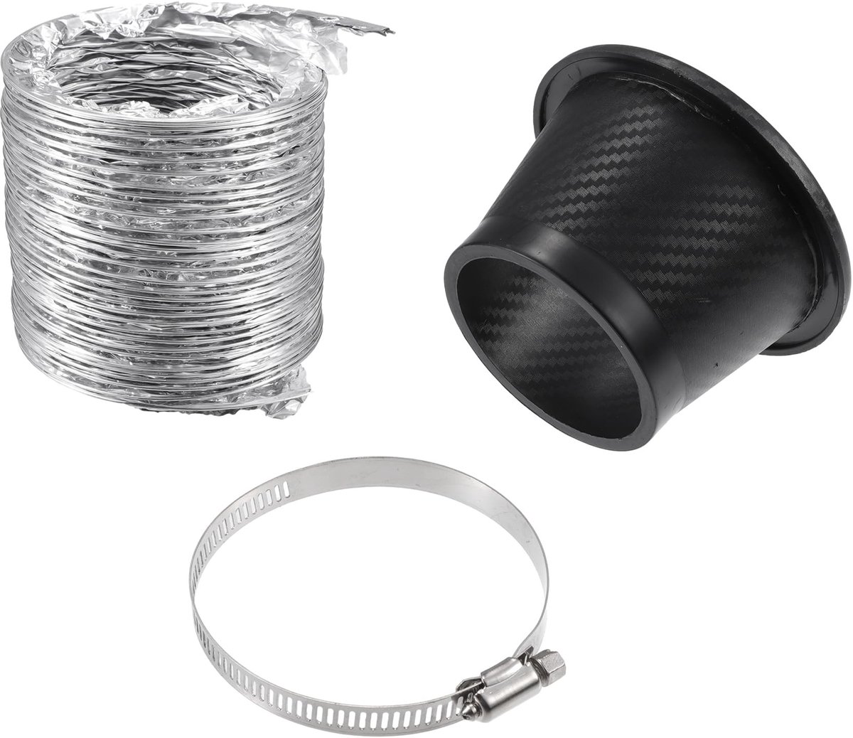 Dailygoods- Luchtinlaatpijp Universele Pasvorm - Remluchtpijp - Flexibele Slang - Slangband - Aluminium/Plastic - Carbon Fiber Patroon - Luchtpijp
