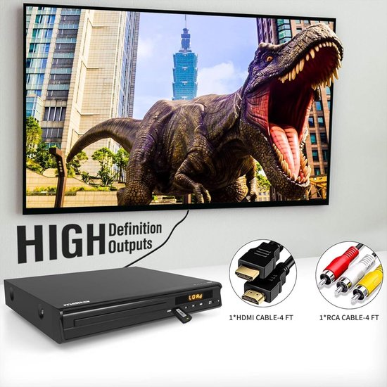 Dvd Speler - Mediaspeler - Films Kijken - Regio Vrij - 1080p Resolutie - Zwart — afbeelding 2