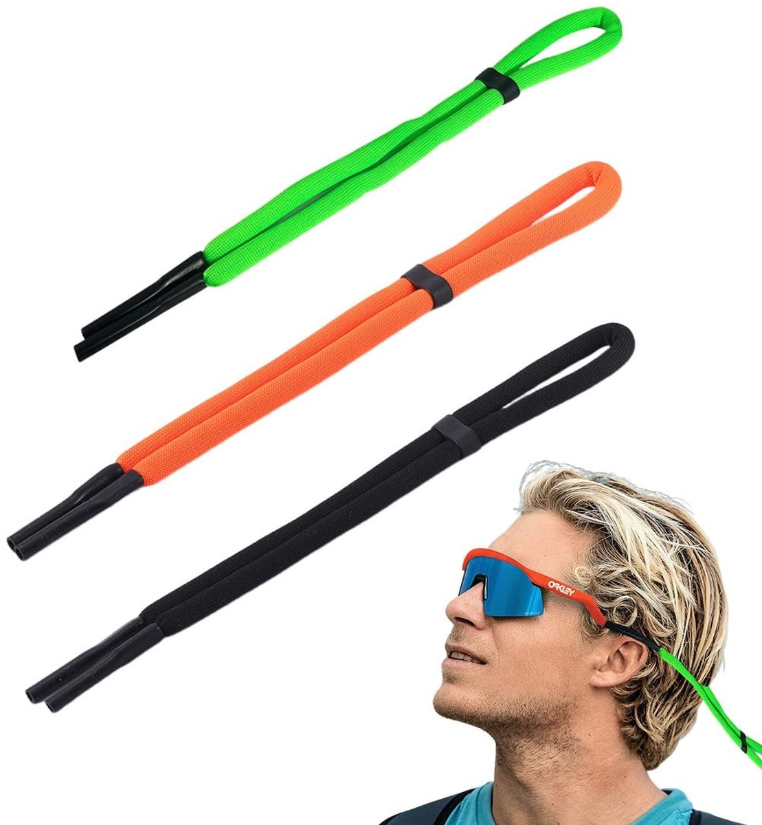 Dailygoods- Sportbrilbanden Set van 3 - Drijvend Brillenkoord - Elastische Band 66 cm - Geschikt voor Zonnebrillen/Sportbrillen - Veelzijdig Gebruik