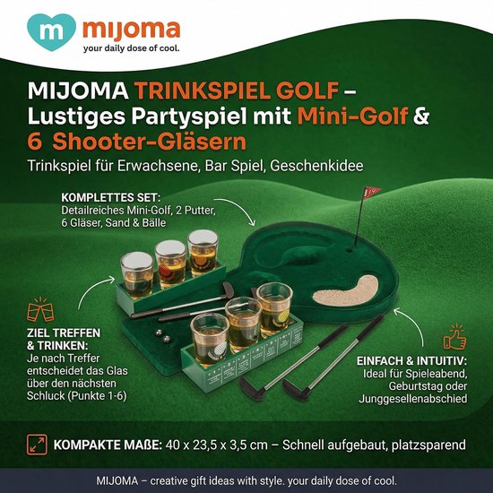 Dailygoods - Drinkspel Golf met Mini-Golf en 6 Shooter Glazen van Dailygoods — afbeelding 4