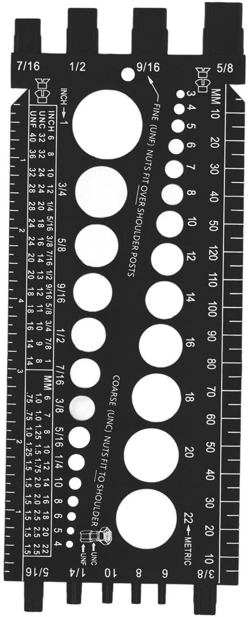 Dailygoods- Moerboutschroefmeter Compact - Lichtgewicht Boutmaat - Nauwkeurige Markering - Stevige Constructie - Geïntegreerd Ontwerp - Ophanggat voor Makkelijk Opbergen - Boutmeter