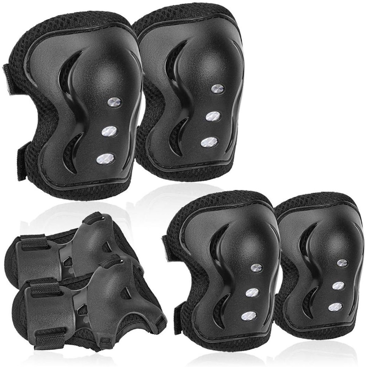 Dailygoods- Beschermingsset Kind - 6-delige Set - Kniebeschermers/Elleboogbeschermers/Polsbeschermers - Geschikt voor Kinderen 3-12 Jaar - Voor Rolschaatsen/Fietsen - Ideaal voor Buitenactiviteiten - Beschermers
