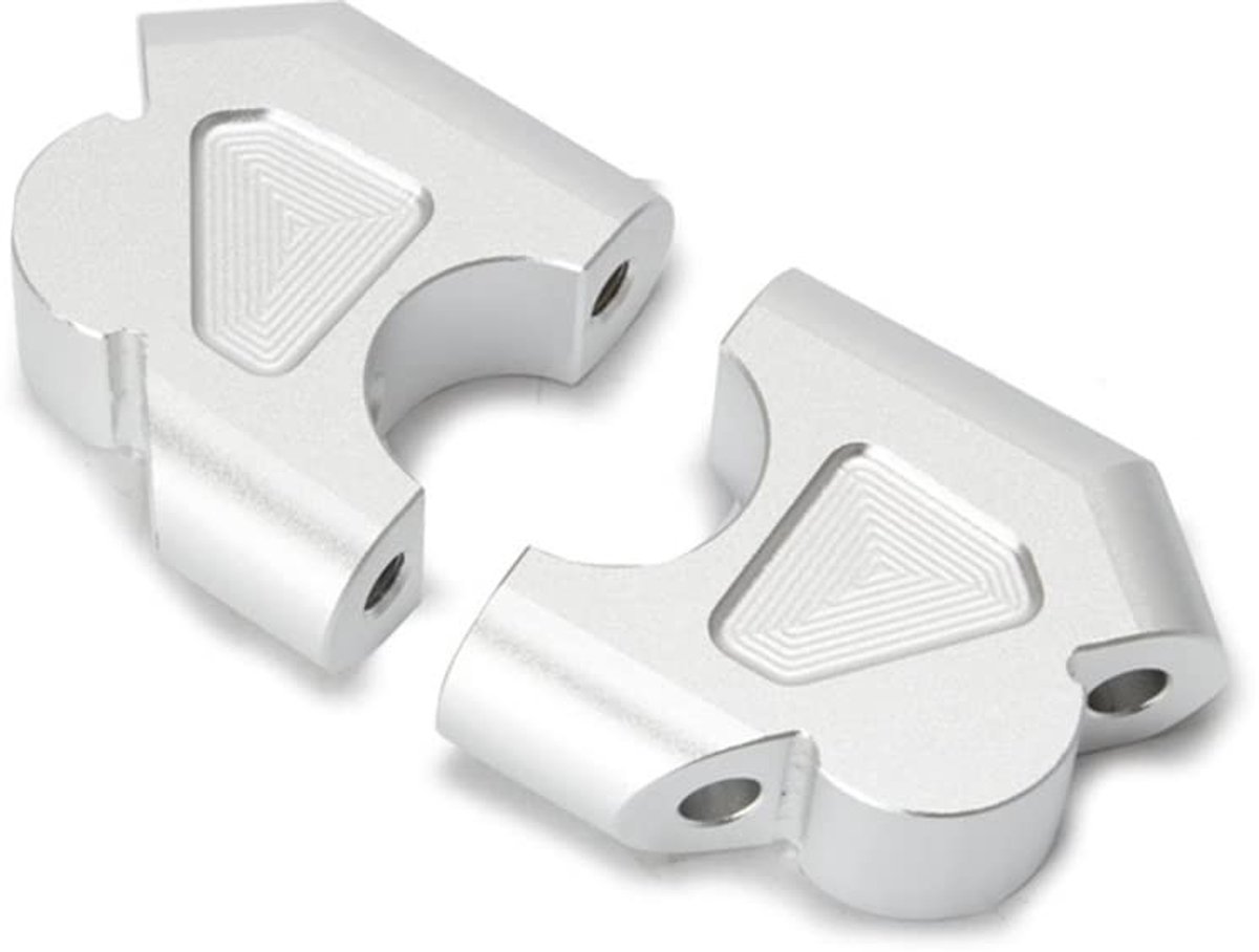 Dailygoods- Stuurverhoger Klem - Aluminium - CNC Geanodiseerd - Set van 2 - Bevestigingen - Zilver - 16x10x6cm - Stuurverhogers