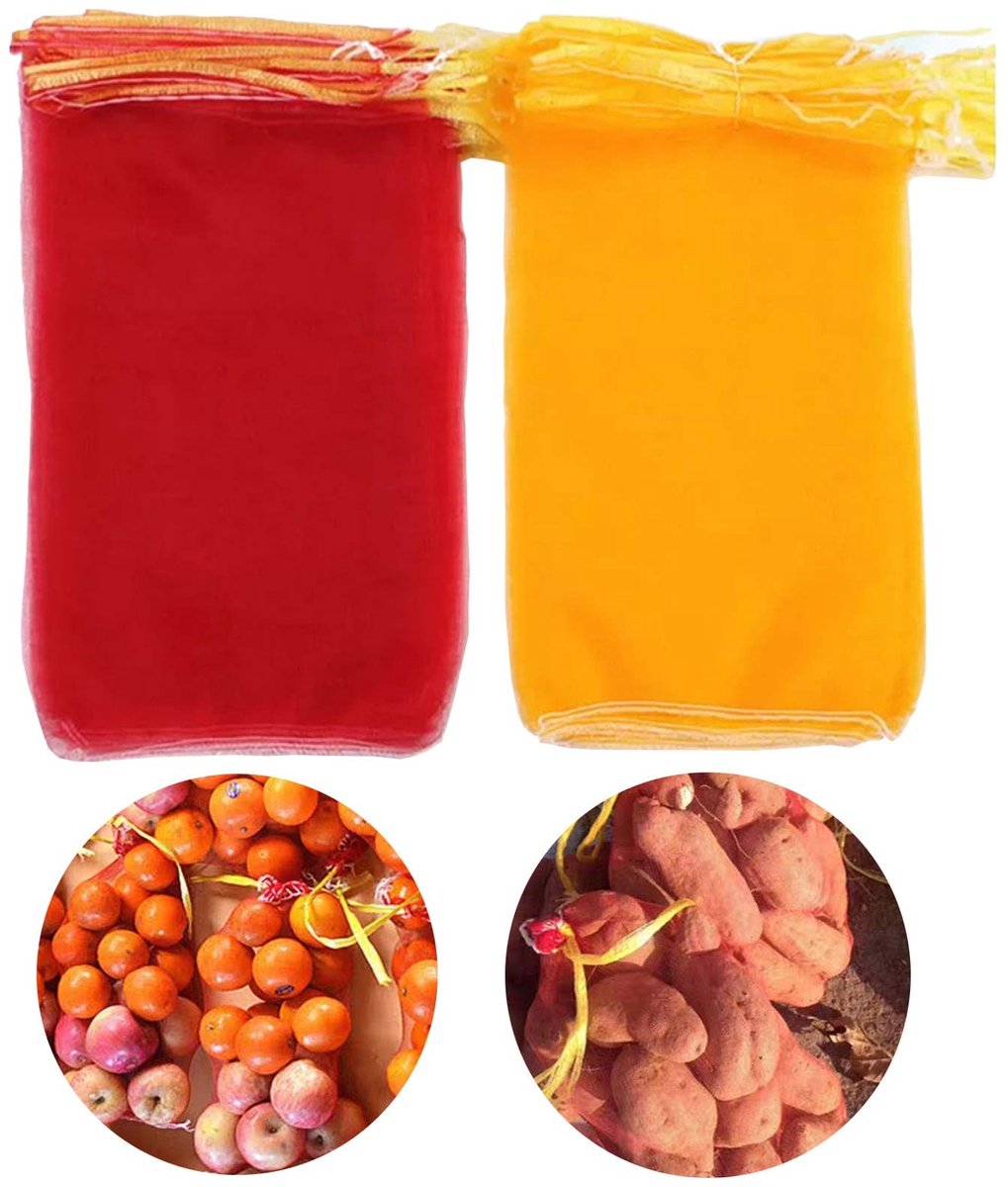 Dailygoods- Aardappelzakken 20 Stuks - Netzakken - Groentezakken - Scheurvast - Trekkoord - Ventilatie - Hoogwaardig Polyethyleen 50x80 cm - Netzak