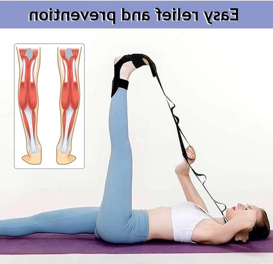 Elastiek - Fascial stretcher - Yoga stretchring - Elastiek - Yoga riem - Fascia stretcher - Pijnloze been stretchband - Geschikt voor yoga, fysiotherapie, revalidatietraining (zwart) van Merkloos — afbeelding 2