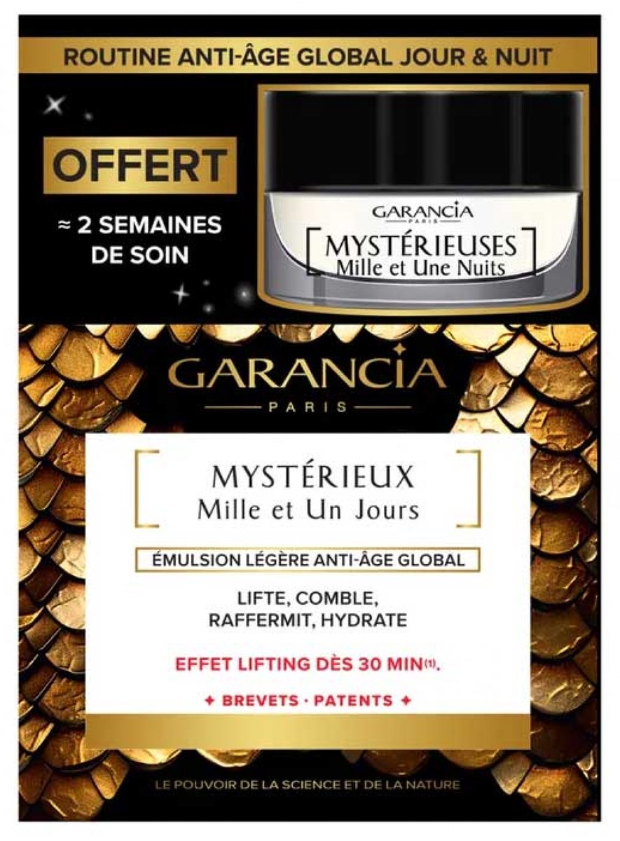 Garancia Mystérieux Mille et Un Jours Anti-Aging Dag-emulsie 30 ml + Mystérieuses Mille et Une Nuits Anti-Aging Nachtcrème 10 ml Gratis