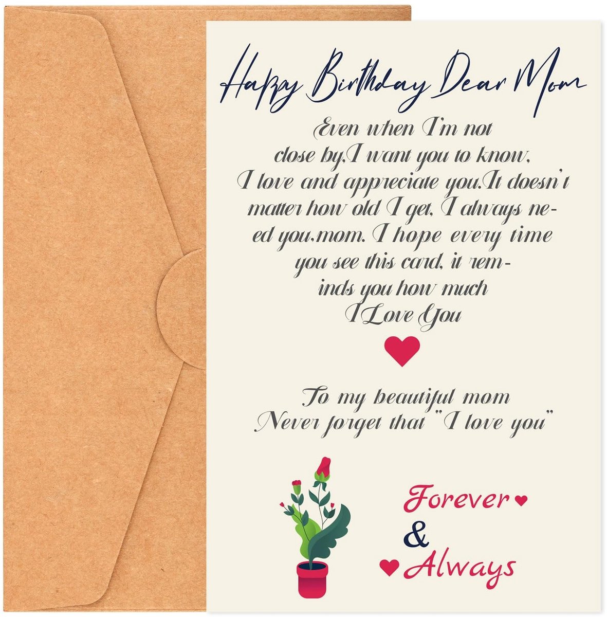 Dailygoods- Verjaardagskaart voor Moeder - Verjaardagskaarten met Envelop - Mooie Groetkaart - 12x18cm - Gecoat Papier - Perfect Cadeau - Geboortekaart