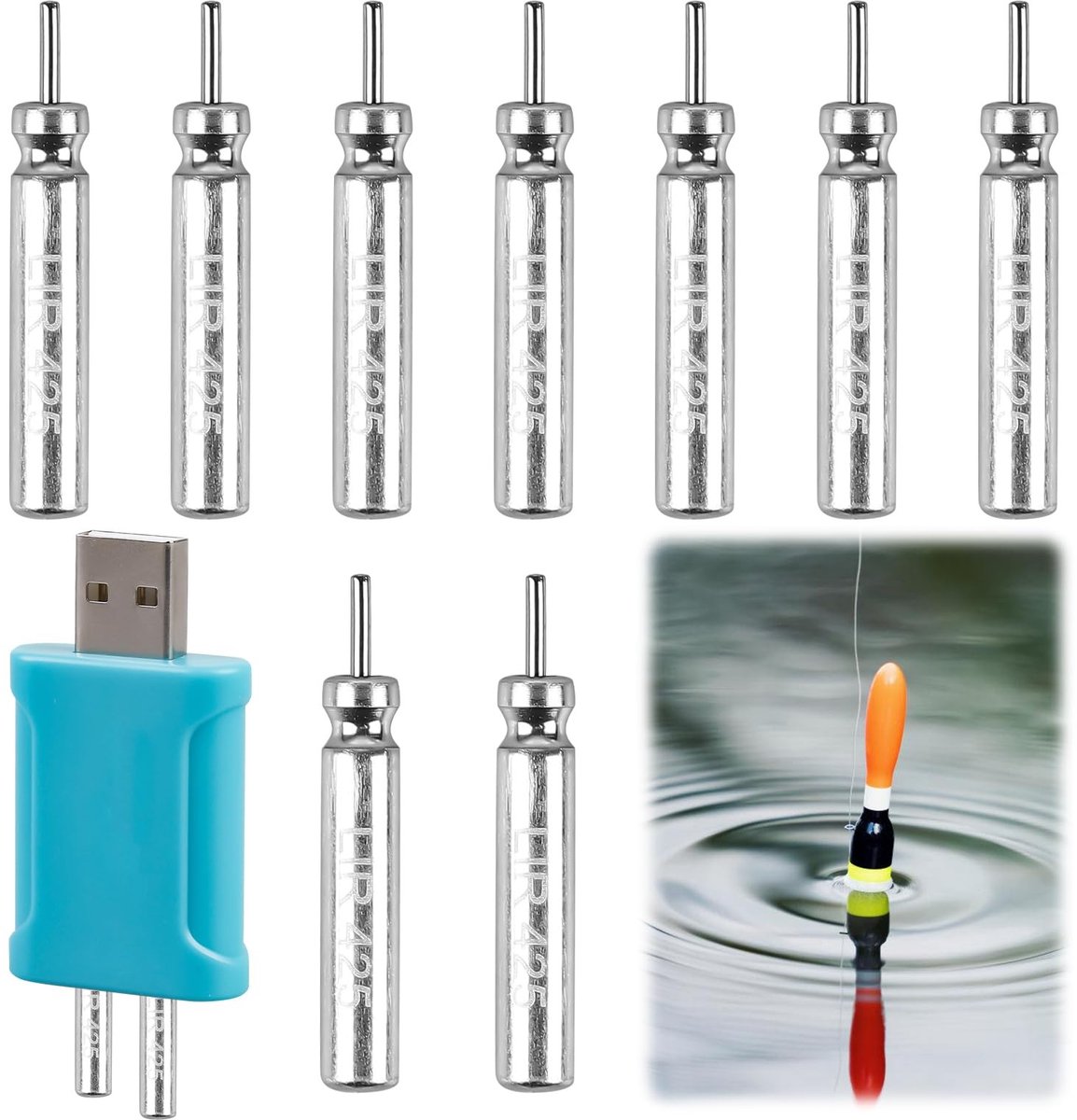 Dailygoods - 9 x CR425 Staafbatterijen voor LED Dobbers en Hengelaccessoires
