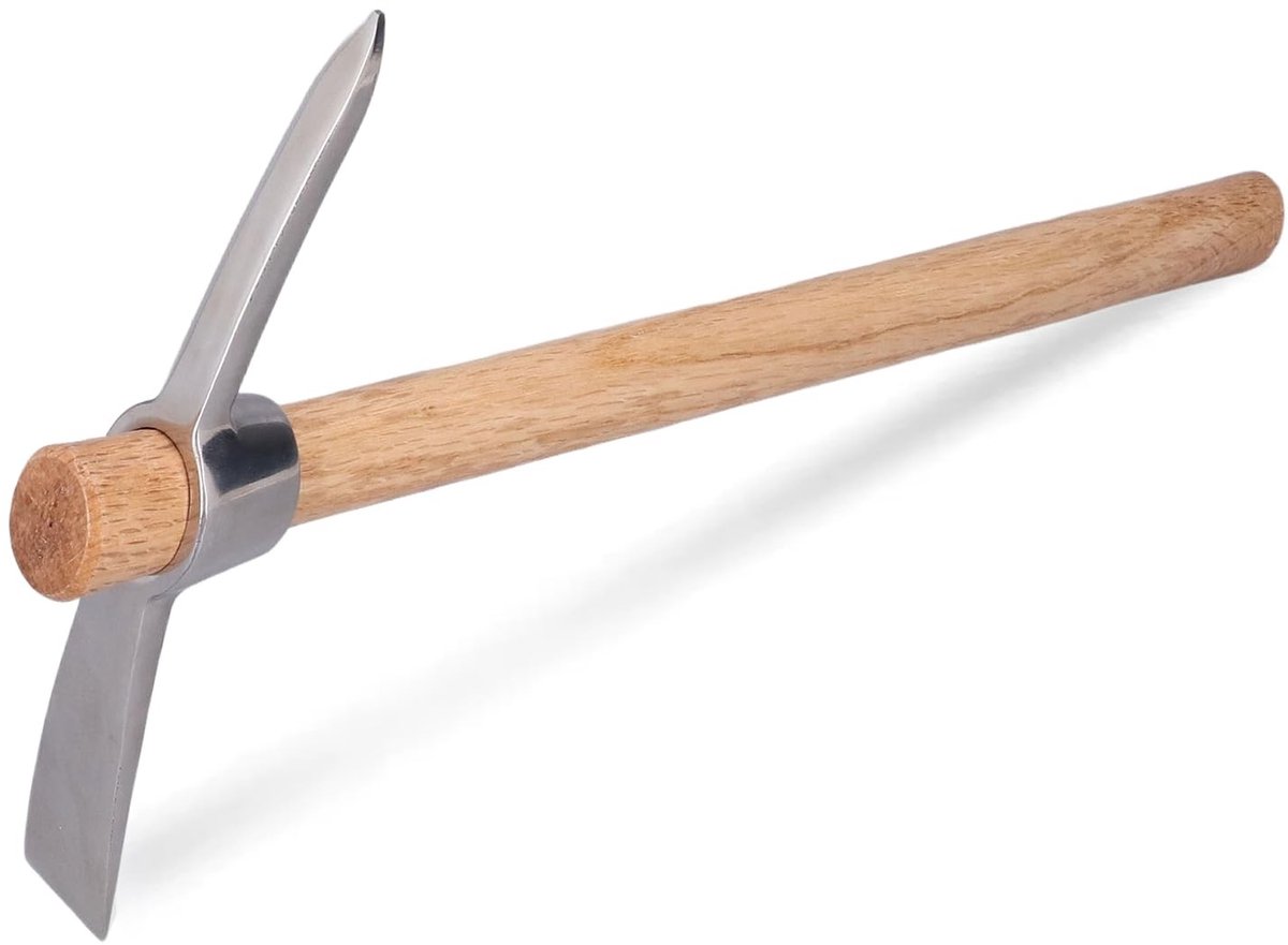 Dailygoods- Handcultivator 40 cm - Roestvrij Stalen Houweel - Houten Handvat - Tuingereedschap - Geschikt voor Scènetuinen - Veelzijdig Gebruik