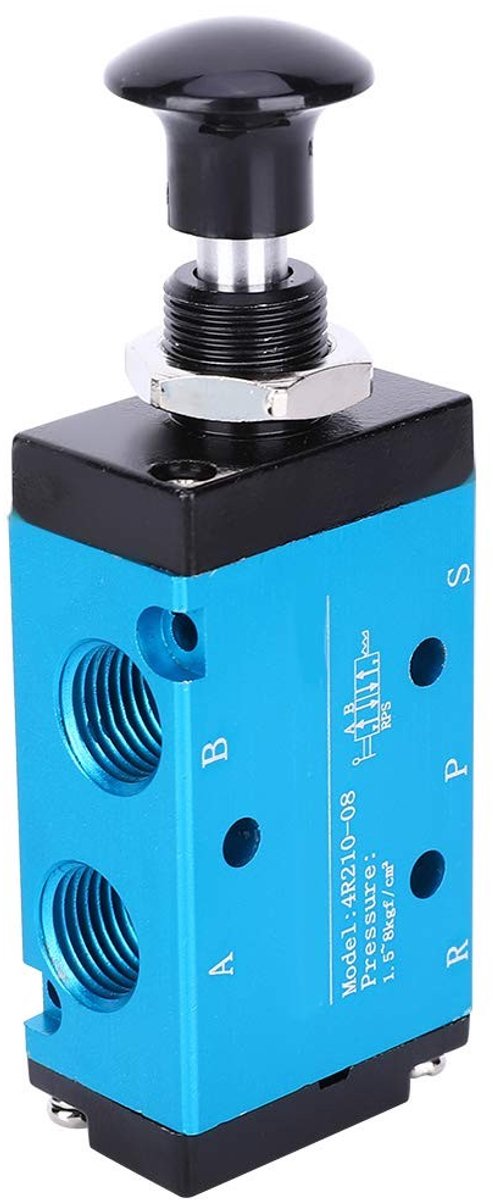 LAUZY- Pneumatische Klep 1/4" NPT - 3 Wegen - 2 Posities - Aluminium Legering - Handdrukventiel - Hoge Kwaliteit - Betrouwbare Positionering - Bedieningsklep