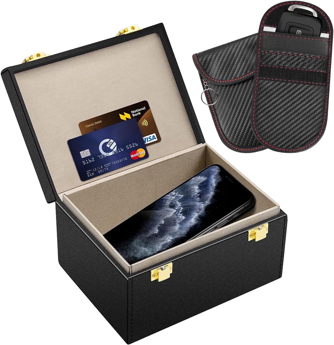 BRENZOOS - Keyless Go Autosleutelbox - Diefstalbeveiliging - Signaalblokkering - Compact Formaat - Bescherming voor auto en waard...