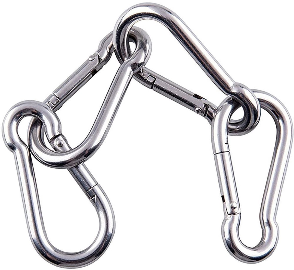 BRENZOOS- Karabijnhaak Roestvrij Staal - Sleutelhanger - Klimhaak - Waterdicht - Duurzaam - Maximale belasting 350 kg - Haak