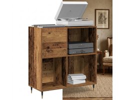 Platenspeler Meubel - LP-kast - Platenspelerkast - Draaitafelstandaard - Platenspelerstandaard - Vintage Displayplank - Oud hout