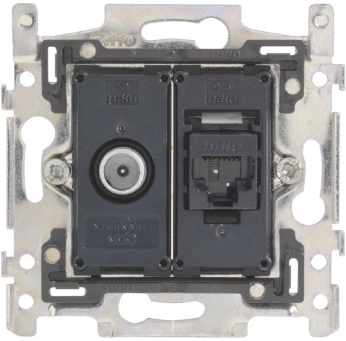 Niko Sokkel Combinatie Coax Met RJ45 Aansluiting Cat6A (170-65358)