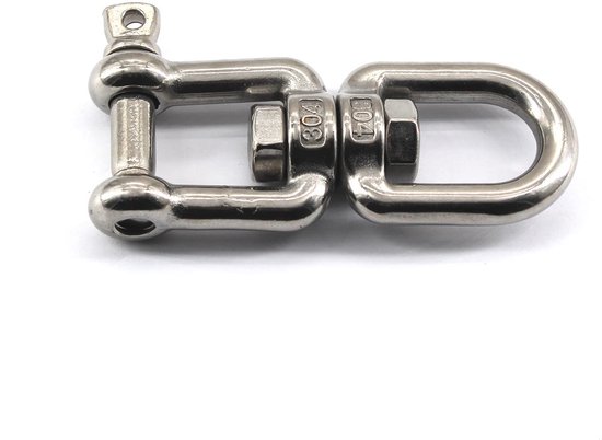Dailygoods- Swivel Ring 2 Stuks - M8 Oogkaak Beugel - 360° Draaibare Ring - Roestvrij Staal - Max Belasting 470KG - Duurzaam en Stevig - Ooghaak van Dailygoods — afbeelding 3
