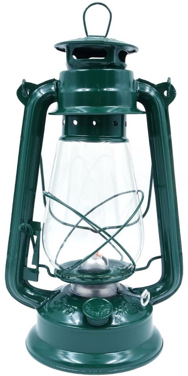 Vintage Storm Lantern 30cm - Retro Kerosine Lamp voor Tuin, Camping en Decoratie - Groen