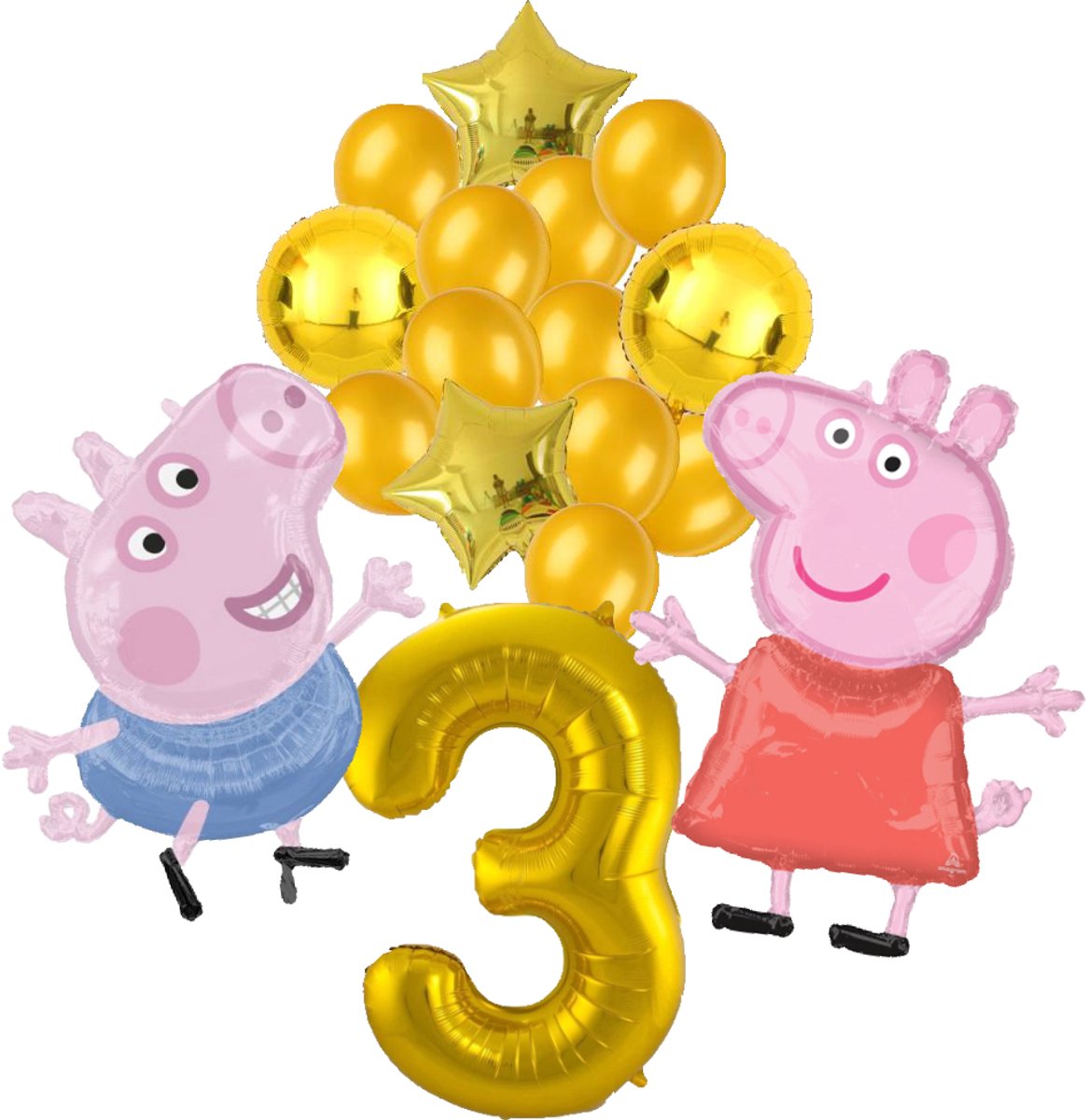 Peppa Pig en George Pig ballon set - 63x81cm - Folie Ballon - Peppa Big - George Big - Themafeest - 3 jaar - Verjaardag - Ballonnen - Versiering - Helium ballon