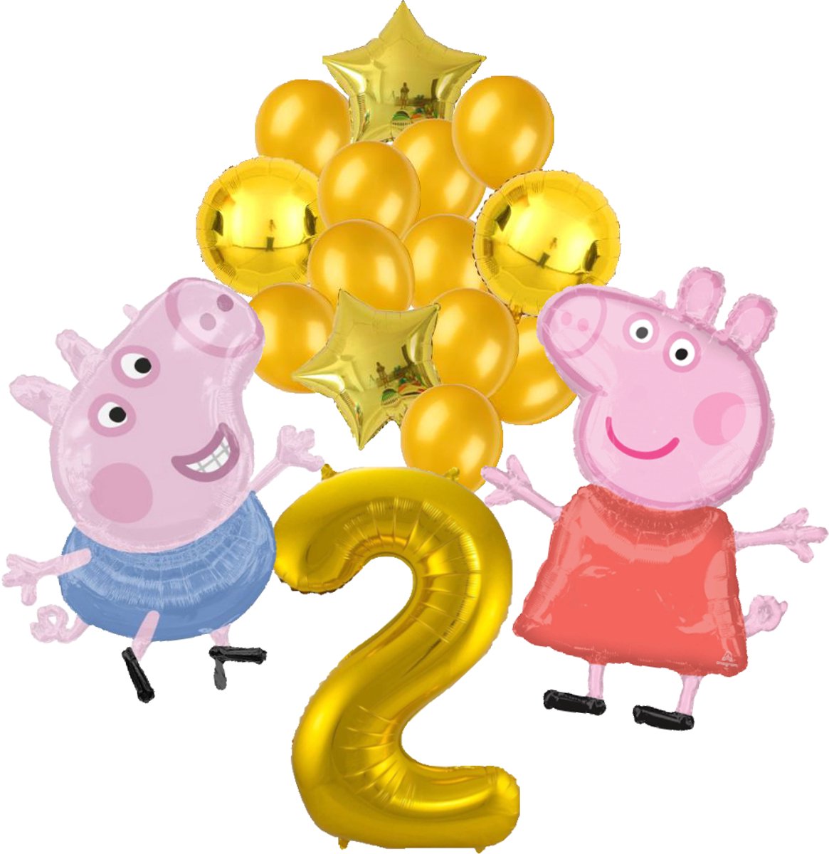 Peppa Pig en George Pig ballon set - 63x81cm - Folie Ballon - Peppa Big - George Big - Themafeest - 2 jaar - Verjaardag - Ballonnen - Versiering - Helium ballon
