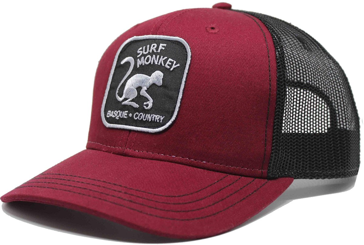Surf Monkey - Trucker Cap - 6 Panel - One Size - Snapback - Zwarte granaat