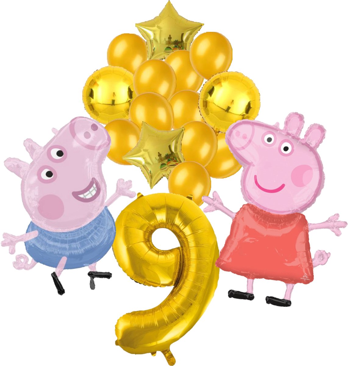 Peppa Pig en George Pig ballon set - 63x81cm - Folie Ballon - Peppa Big - George Big - Themafeest - 9 jaar - Verjaardag - Ballonnen - Versiering - Helium ballon