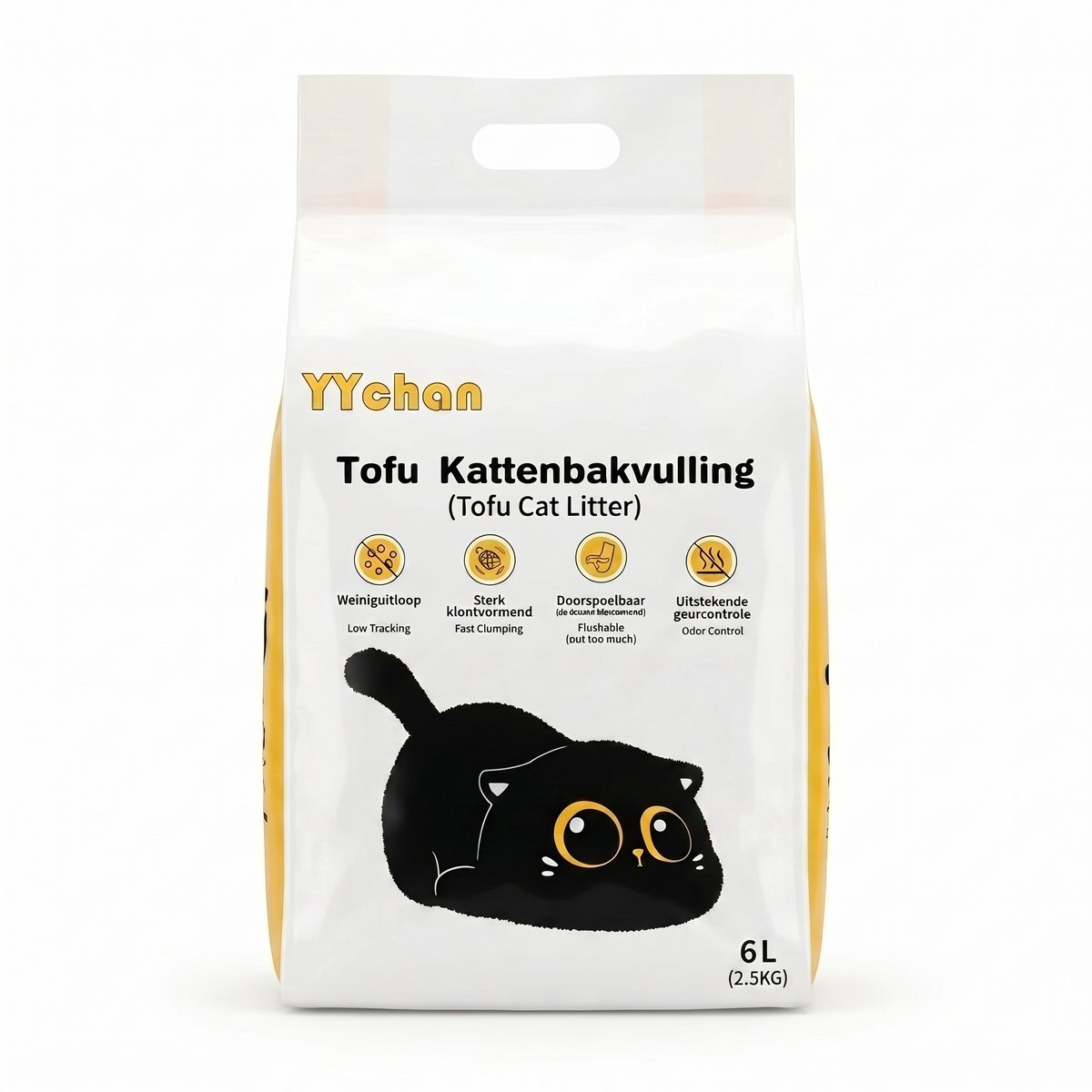 YYCHAN Tofu Kattenbakvulling klontvormend - Kattenbakgrind - 6L=2.5KG – 1.5mm Ultra-klontvormend – Natuurlijk & Biologisch Afbreekbaar – Stofvrij van YYchan