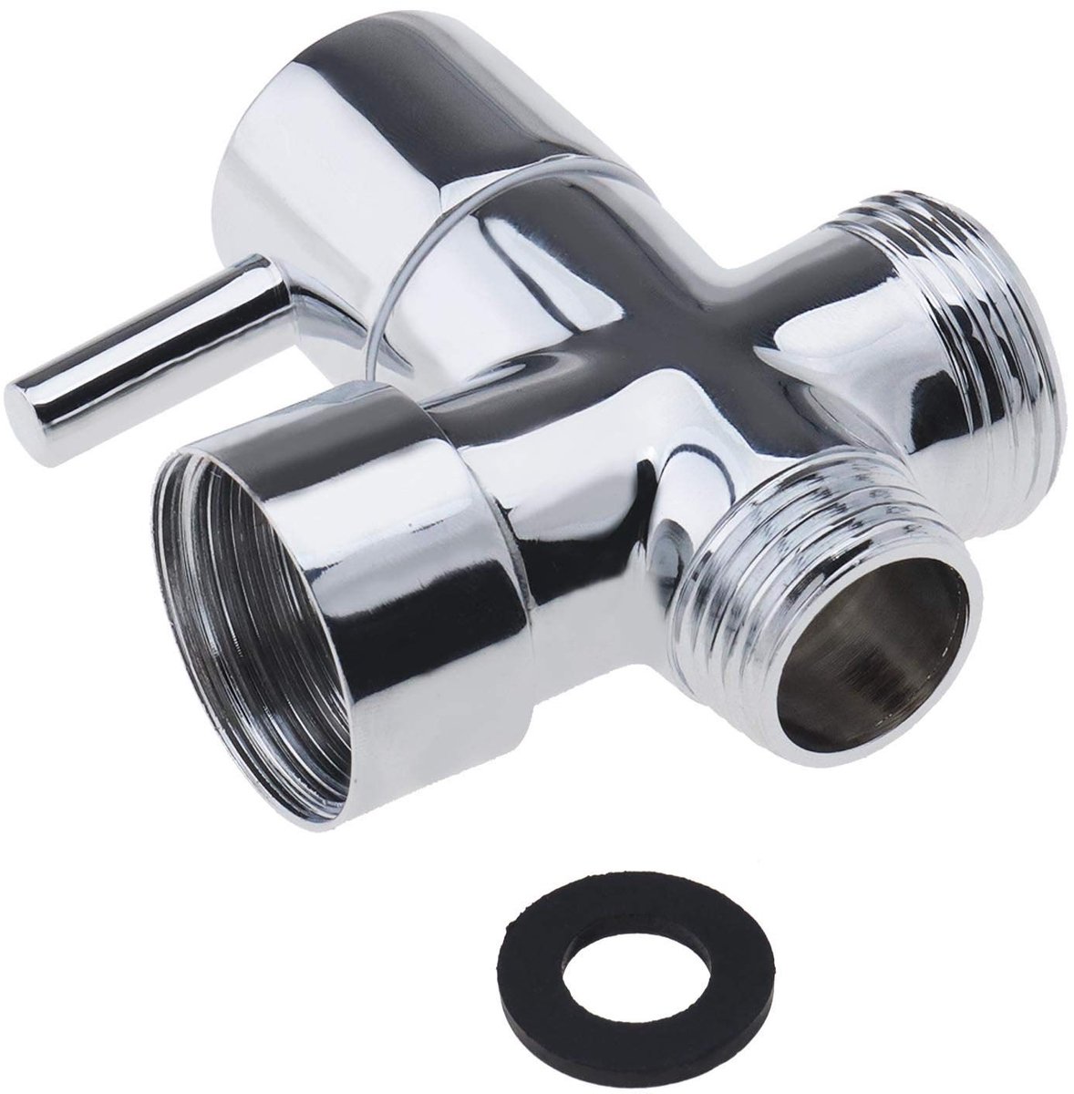 Vt products - Douchekraan T-Adapter - Verstelbare Waterstroom - Polished Chrome - 3/4 inch - Duurzaam Messing - Geschikt voor Badkamer en Keuken - 2 P