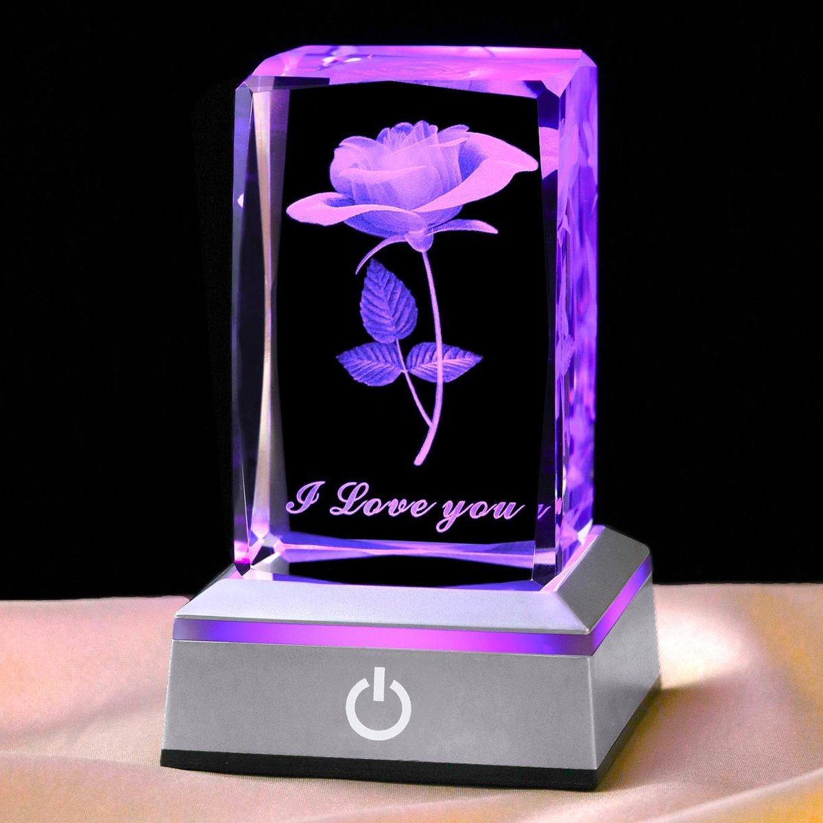 carmdering - Kristall Nachtlicht - Ich Liebe Dich Deko Lampe - LED Tafellamp - 3D Lasergravure - Kleurveranderend Licht - Kristal - Duurzaam Design - Sfeerverlichting - 1 Stuk