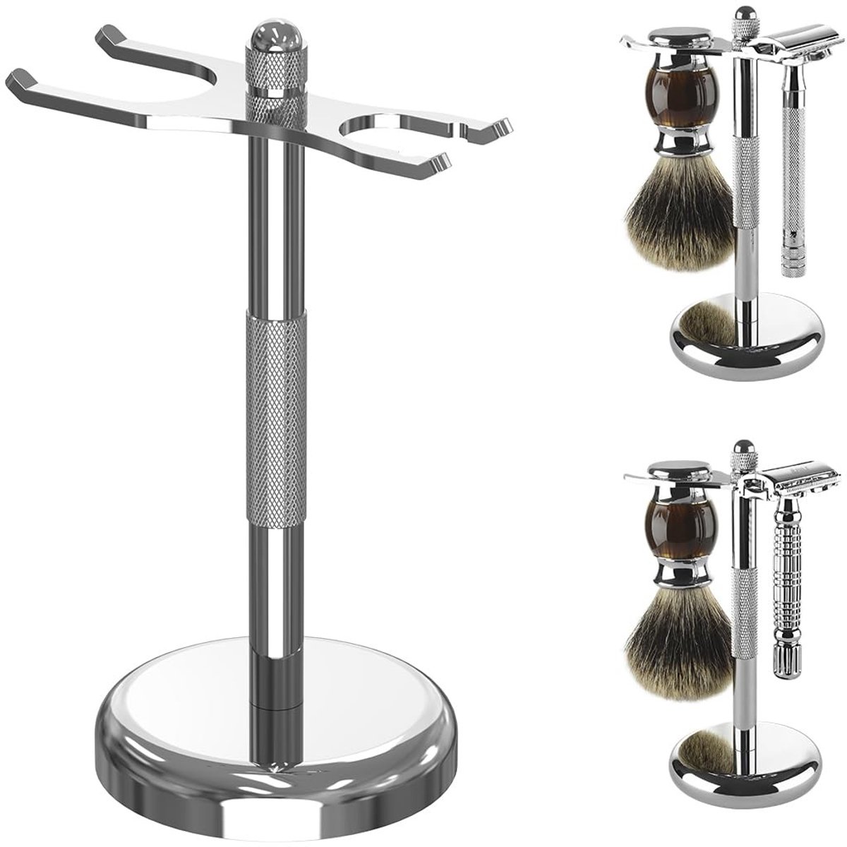 Byshayne - Scheerstandaard - Scheerkwast Houder - Luxe Design - Zilver - Scheeraccessoires - Voor een georganiseerde badkamer - Geschikt voor Me...