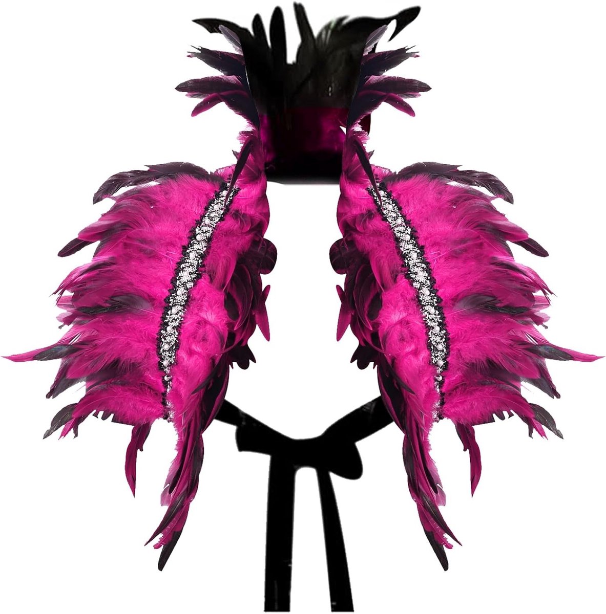 Gothic veer kraag en cape, natuurlijke veren voor kostuums, ideaal voor Halloween en carnaval, perfect voor mannen en vrouwen, elegante gothic dress party accessoires