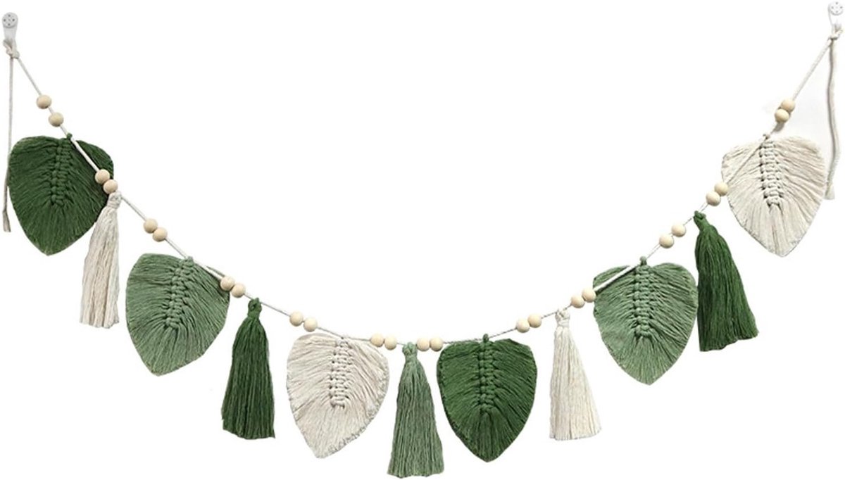Bohemian Wandtapijt van 150 cm voor Slaapkamer en Woonkamer, Macramé Decoratie, Groene Wanddecoratie voor Kinderen en Volwassenen