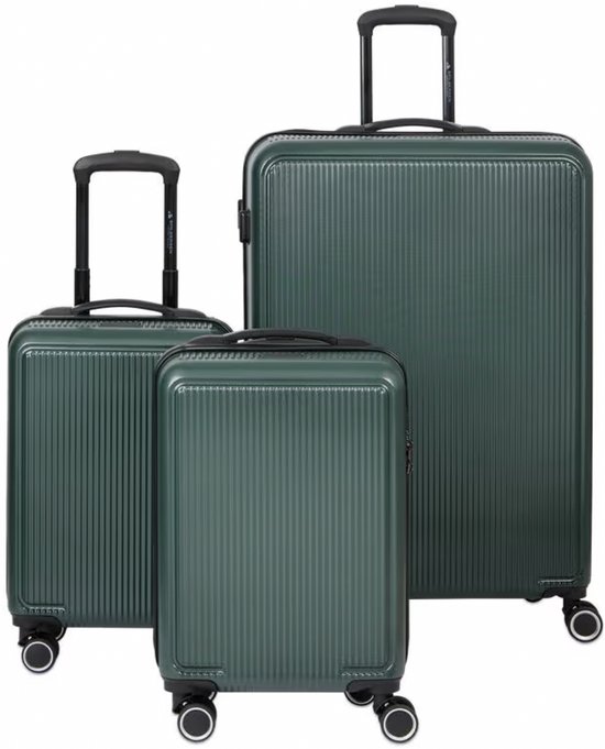 Tokyo 3-delige Kofferset – Luxe Groene Reisbagage Set (51 x 34 x 20 cm / 57 x 29 x 79 cm)