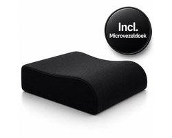 Verhogend Zitkussen voor Volwassenen – Ergonomisch & Vormvast – 10 cm Comfort Verhoger – Ideaal voor Auto, Bureau en Eetkamerstoel – Afneembare Wasbare Hoes – Zwart – 42x42x10cm
