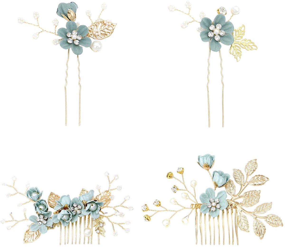 Haarkammen voor bruidshaar, bloemenhaaraccessoires, strass haarspelden.