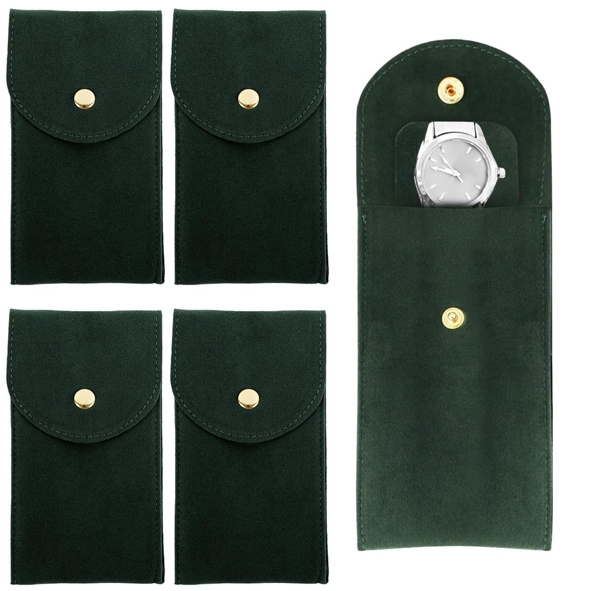 NTHProducts - Reiswekker - Horloge-opslag - Robuuste bescherming - Donkergroen - Draagbare horlogetas - Perfect voor onderweg - Voor elke horlogeliefhe...