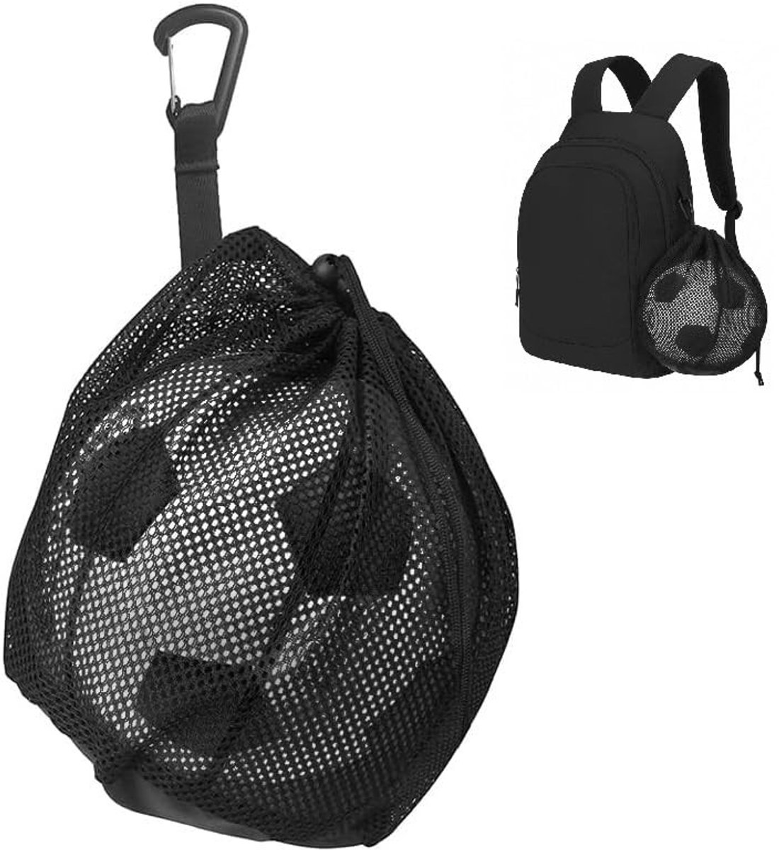 NTHProducts - Ball Bag - Ball Storage Bag - Ideaal voor Sporters - 10 x 12 Inch - Voetbal en Basketballen - Handig voor Rugzak - Zwart