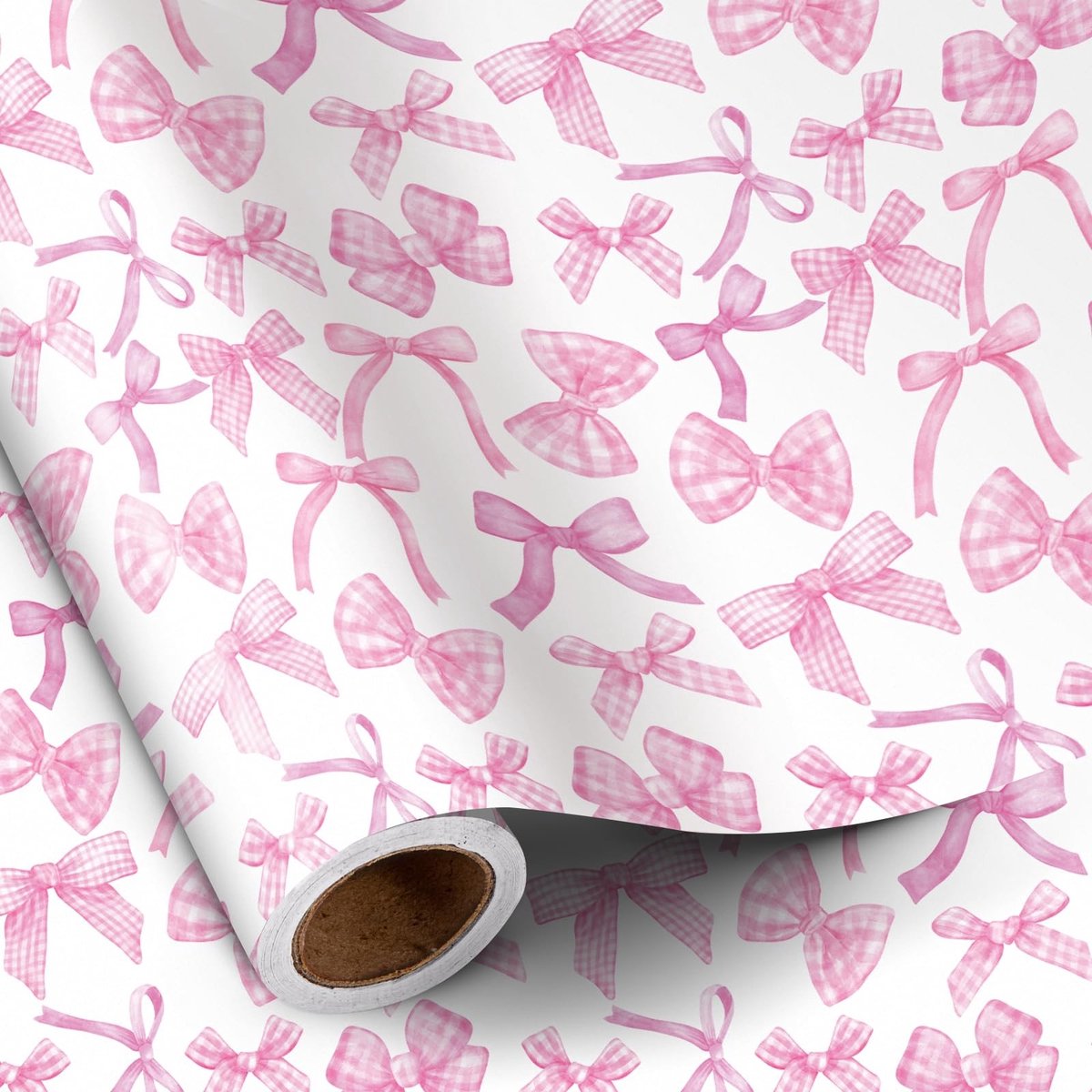 NTHProducts - Cadeaupapier - Gingham Bogen - Perfect voor Feestdagen - Roze - Verpakking - Geschikt voor Baby Shower, Verjaardag en Bruiloft